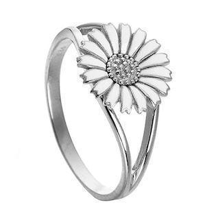 Aagaard Sterling sølv fingerring, 10 mm hvid Marguerite, ringmål 54